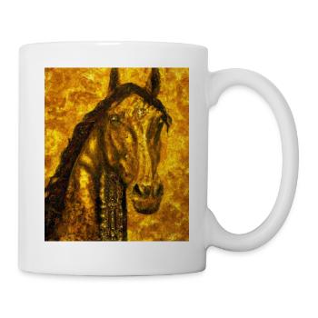 Pferde Portrait Pferd Gustav Klimt Style - Tasse - Weiß - Rechts