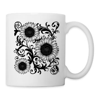 Baroque Aesthetic Sunflower Pattern Dark Academia - Mug - white - Right