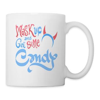 Mask Up & Get Some Candy Retro Halloween Devil - Mug - white - Right