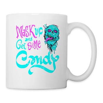 Mask Up & Get Some Candy Retro Halloween Zombie - Mug - white - Right