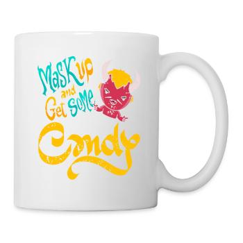 Mask Up & Get Some Candy Retro Halloween Demon - Mug - white - Right
