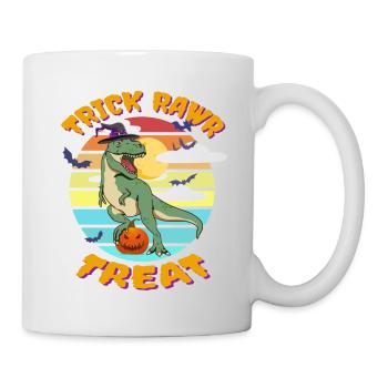 Trick Rawr Treat Retro Funny Halloween Witch T-Rex - Tasse - Weiß - Rechts