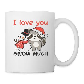 Raccoon I love you snow much snowman pun - Mug - white - Right
