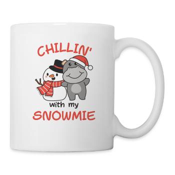 Hippo chillin avec mon bonhomme de neige - Mug blanc - blanc - Droite