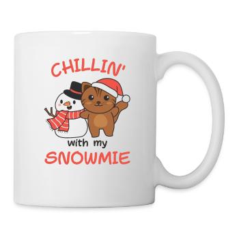 Chat chillin avec mon bonhomme de neige - Mug blanc - blanc - Droite
