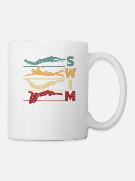 Rétro Vintage Natation Drôles De Nageurs - Mug blanc - blanc