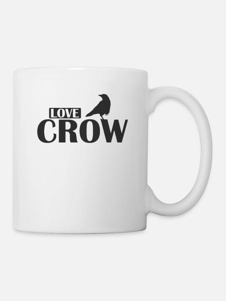 Love Crow Krähe Rabe Vogel Umwelt und Natur - Tasse - Weiß