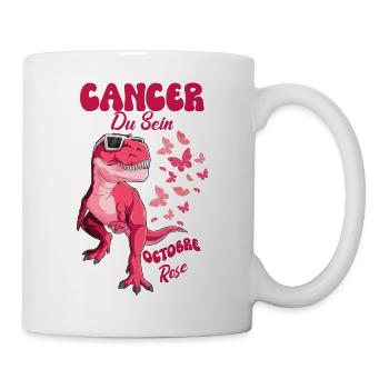 Breast Cancer October Pink Butterfly Dinosaur - Mug - white - Right