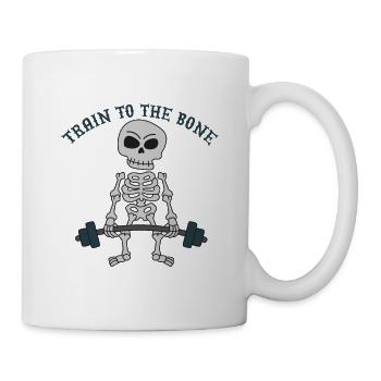 Halloween Skeleton Weightlifter Entraînez-vous à l’os - Mug blanc - blanc - Droite