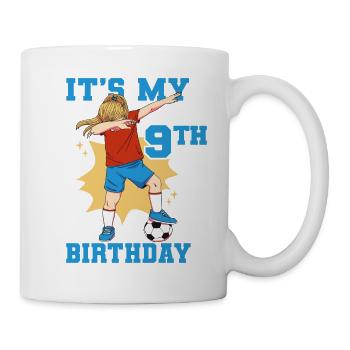 9e anniversaire C’est ma fille de football de 9e anniversaire - Mug blanc - blanc - Droite