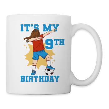 9e anniversaire C’est ma fille de football de 9e anniversaire - Mug blanc - blanc - Droite