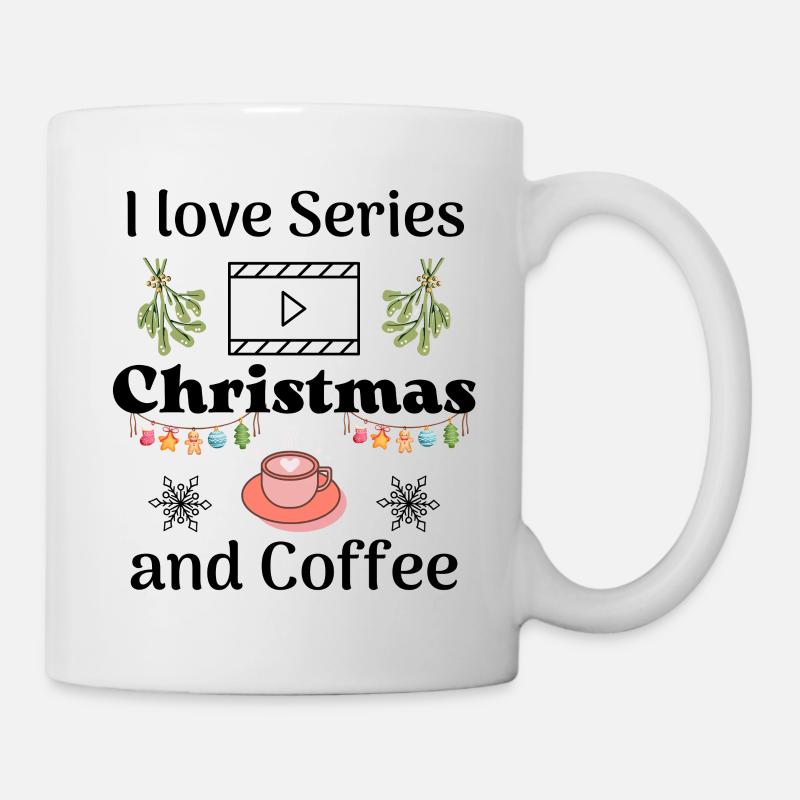 J’adore les séries, les chrismtas et le café - Mug blanc - blanc
