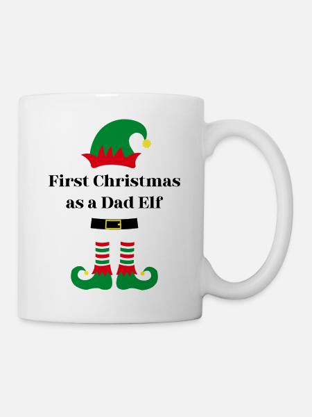 First Christmas as a Dad Elf - Tasse - Weiß