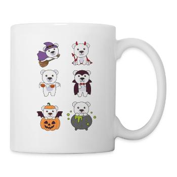 Eisbär Halloween Hexe Teufel Kürbis Vampier Kostüm - Tasse - Weiß - Rechts