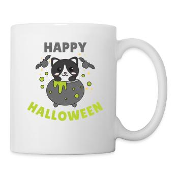 Cat Happy Halloween Cauldron Bat - Mug - white - Right