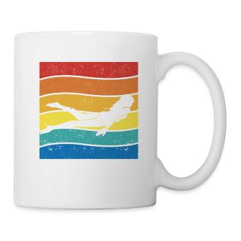 Nageur Drôle Rétro Vintage Coucher de Soleil - Mug blanc - blanc - Droite
