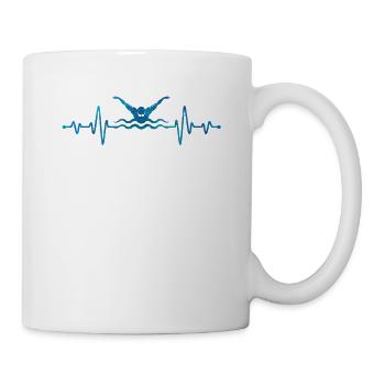 Schwimmen Herzschlag Schwimmer Liebhaber Schwimmer - Tasse - Weiß - Rechts