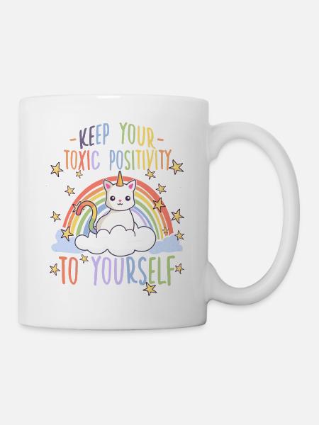Süßes Anti Regenbogen Toxic Positivity Katzen - Tasse - Weiß