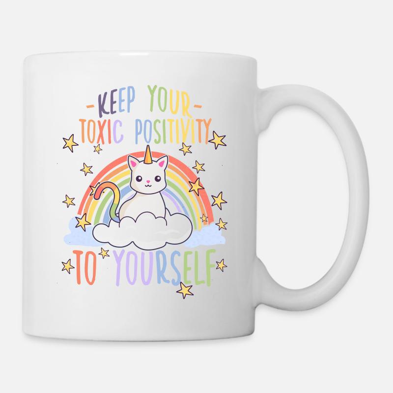 Süßes Anti Regenbogen Toxic Positivity Katzen - Tasse - Weiß