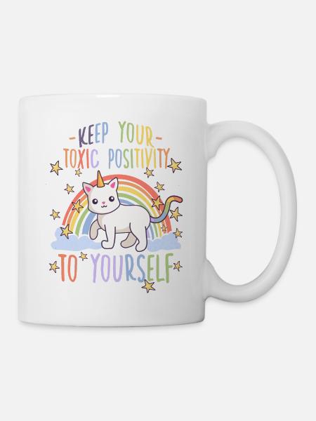 Anti Regenbogen Katzen Motiv Misanthropen Katzen - Tasse - Weiß