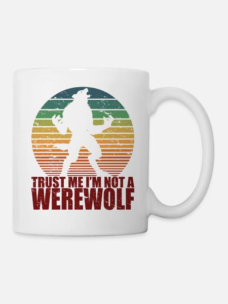 Spaß Scary Werwolf Retro Halloween Süßes oder Saures - Tasse - Weiß
