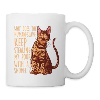 Katzen Klo Katzenhalter Motiv für Katzenbesitzer - Tasse - Weiß - Rechts