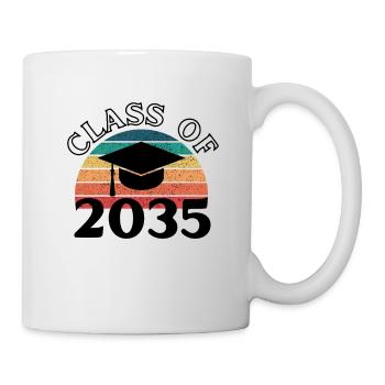 Class of 2035 with black text and vintage sunset - Mug - white - Right