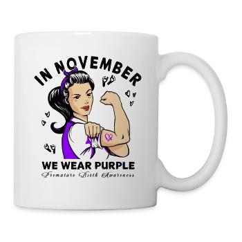 Arc violet conscient de la naissance prématurée - Mug blanc - blanc - Droite