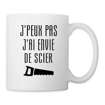 Humour Chier Scier Menuisier Menuiserie Bois - Mug blanc - blanc - Droite