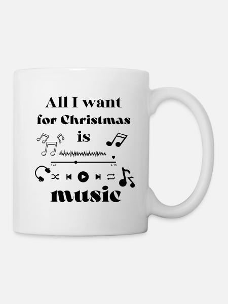All I want for Christmas is music - Tasse - Weiß