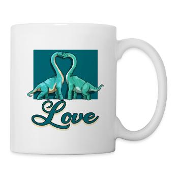 Love Brachiosaurus Dinosaurier Herz Paar Liebe - Tasse - Weiß - Rechts