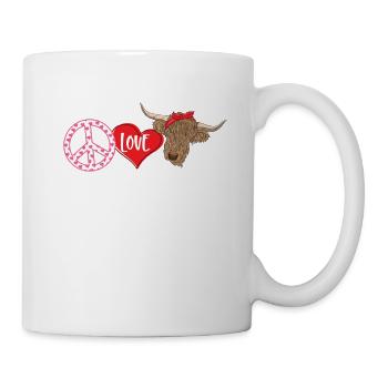 Peace Love Highland Cows - Tasse - Weiß - Rechts