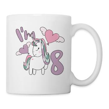 8th Birthday Girl Unicorn 8 Years Old Bday Party - Mug - white - Right