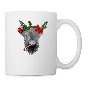 Merry Christmas Schottisches Hochlandrind - Tasse - Weiß - Rechts
