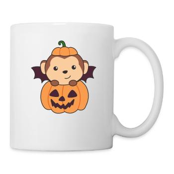 Singe Halloween Costume de chauve-souris de citrouille - Mug blanc - blanc - Droite