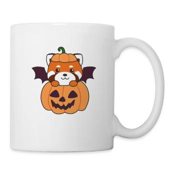 Rote Panda Halloween Kürbis Fledermaus Kostüm - Tasse - Weiß - Rechts