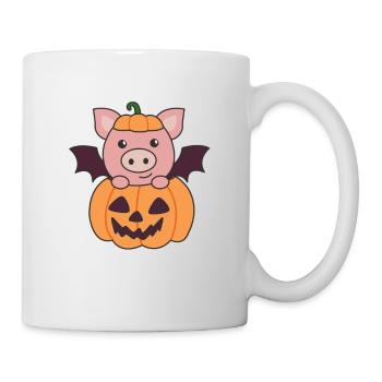 Cochon Halloween Costume de chauve-souris de citrouille - Mug blanc - blanc - Droite