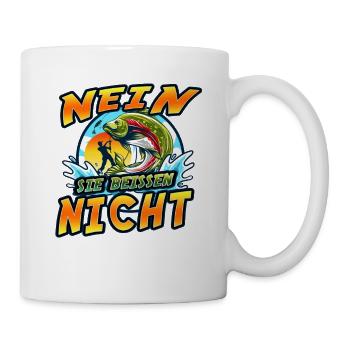 Nein - sie beißen nicht! Angel, Angler Geburtstag - Tasse - Weiß - Rechts