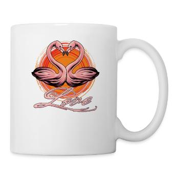 Les flamants roses adorent une bonne Saint-Valentin - Mug blanc - blanc - Droite