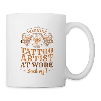 Warning tattoo artists at work back from - Mug - white - Right