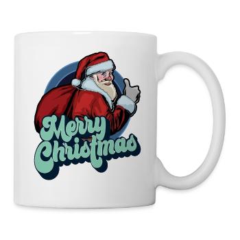 Frohe Weihnachten Weihnachtsmann Daumen hoch Weihnachtsgeschenk - Tasse - Weiß - Rechts
