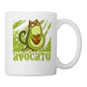 Avocato Mix aus Avocado und Katze für Vegetarier - Tasse - Weiß - Rechts