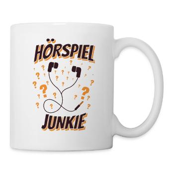 Kopfhörer Fragezeichen Hörbuch Hörspiel Junkie - Tasse - Weiß - Rechts