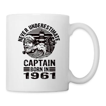 Never Underestimate Captain born in 1961 - Mug - white - Right