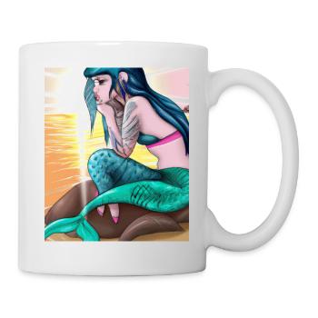 Mermaid Tattoo Retro Goth Girl Beach Mer - Mug blanc - blanc - Droite