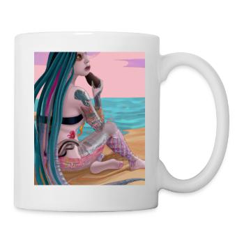 Mermaid Tattoo Retro Goth Girl Beach Mer - Mug blanc - blanc - Droite