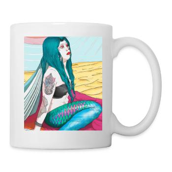 Mermaid Tattoo Retro Goth Girl Beach Mer - Mug blanc - blanc - Droite
