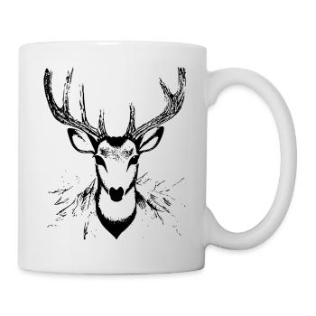 Deer head in autumn Deer antlers Buck Fawn - Mug - white - Right