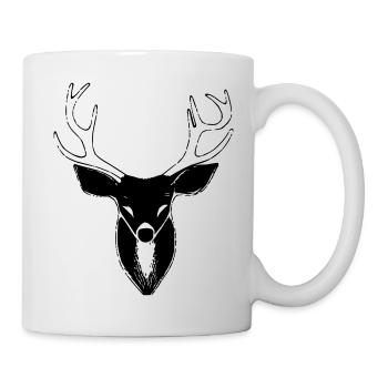 Deer Head in Autumn Deer Antlers Goat Deer Vector - Mug - white - Right