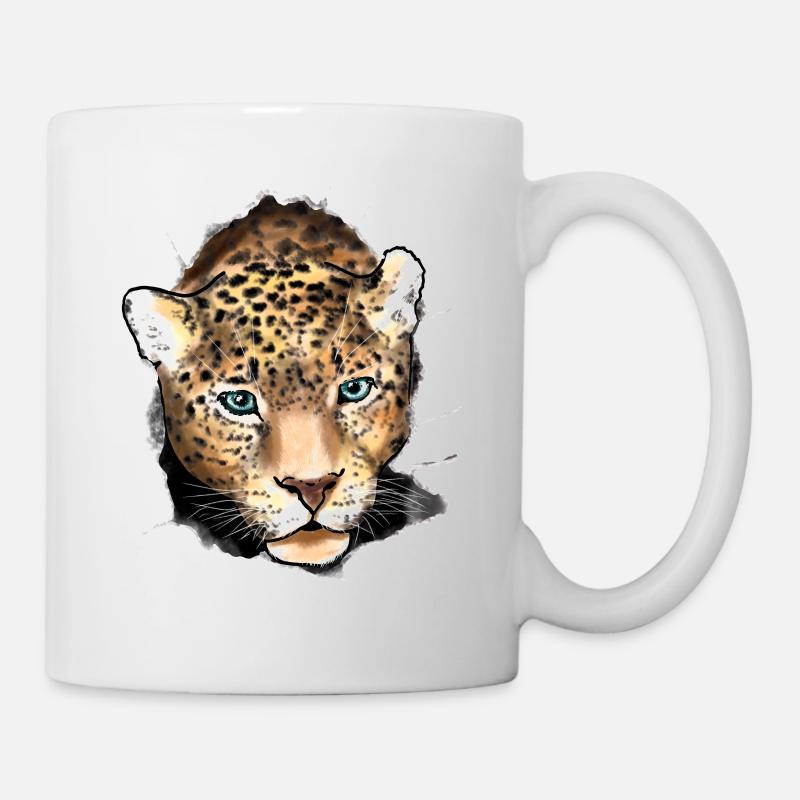 Hervor springender Leopard - Tasse - Weiß